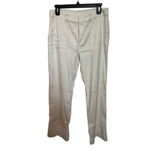 Ecru Women’s Wide Leg Linen Blend Trousers White Pants Sz 4 wide leg coastal